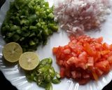 A picture of step 1 of Corn chat masala.