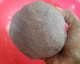 A picture of step 3 of Manipuri Chak hao tal / black rice poori.