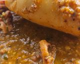 Foto del paso 12 de la receta Calamares rellenos de langostinos y sepia en salsa de langostinos y crujiente de almendras