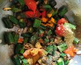 A picture of step 5 of Bhindi tomato masala fry.