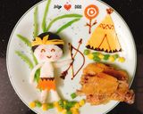 Hình bước làm 5 của món Bento em bé thổ dân bắn cung