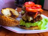 Juicy homemade burgers-with caramelized onions