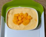 A picture of step 6 of Vanilla custard with mango cubes 🥭🍨.