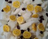 Foto langkah ke 3 dari resep Puding Roti Tawar Pisang Kismis.