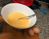 A picture of step 5 of Spanish Potato Omelette with Onion and Peppers.