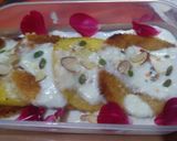 A picture of step 8 of Shahi tukda with caramelized apple.