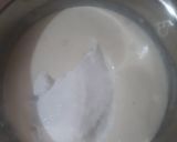 A picture of step 1 of Mango tutti frutti ice cream in rose petals icebowl.