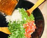 A picture of step 13 of Tabbouleh salad with a twist.