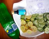 A picture of step 1 of Blue Hawaii Drink.