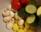 عکس مرحله 1 از دستور ماهی سالمون و سبزیجات تنوری 🍣🍄‍🟫🥒🥔🍅🥦