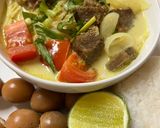 A picture of step 6 of Soto Sapi/Traditional Indonesian Yellow Soup.