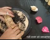 A picture of step 4 of Dry fruits roll for new year treat.