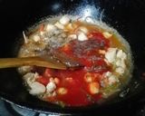 A picture of step 4 of Desi style spaghetti.