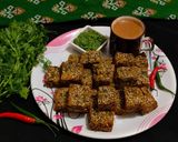 A picture of step 6 of Kothambir vadi (Maharashtrian snack).