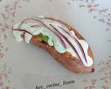 Foto del paso 12 de la receta: Boniatos rellenos de edamame con salsa de queso feta