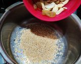 A picture of step 1 of Doodh daliya in pressure cooker (with different toppings).