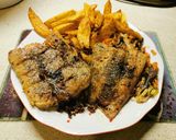 Halfilé zöldségágyon, sült krumplival recept fázis 4 fotója
