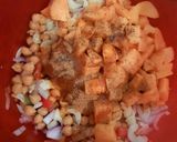 A picture of step 2 of Mango Pasta chaat.