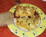 Foto del paso 5 de la receta Bacalao al horno sobre cama de pimientos del piquillo y patata panadera