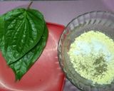 A picture of step 1 of Tamalapaku(metal leaves) bajji.