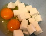 A picture of step 1 of Datemaki roll (Sweet rolled omlet).