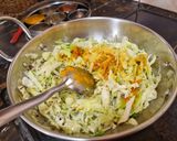 A picture of step 2 of Cabbage sambharo (stir fry).