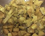 A picture of step 1 of Idichakka theeyal / jack fruit theeyal.