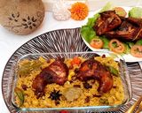 A picture of step 4 of Arabian mandi rice.