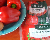 Foto del paso 1 de la receta: Pimientos rellenos de tocino, queso y huevo