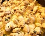 A picture of step 3 of Chicken Enchiladas (white sauce).
