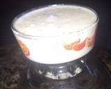 A picture of step 5 of Chenna payesh with rose flavour.