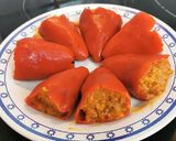Foto del paso 6 de la receta Piquillos rellenos de Carne con bechamel y queso gratinado