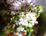 A picture of step 1 of Chicken avocado salad roll ups.
