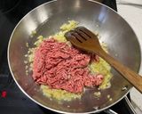 A picture of step 3 of Lamb moussaka lasagna.