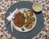 Francia 🇫🇷 vidéki marhapörkölt 🍖 pirított 🍞 zsemlés knédlivel 🍽️ recept fázis 7 fotója