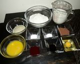 A picture of step 1 of Red Velvet Waffles.