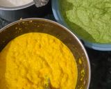 A picture of step 2 of Tiranga Idli.