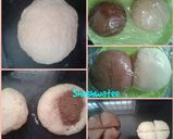 A picture of step 8 of Banana and chocolate filled  double colored braided bread.