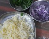 A picture of step 3 of Aalu pyaj ki puri with bundi raiyta.