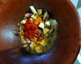 A picture of step 1 of Brinjal Spinach Sabzi.