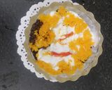 A picture of step 4 of Motichoor Ladoo Ice cream sponge cake pudding.