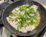 Une image de l'étape 8 de Filets de julienne à l'échalote, coriandre, prosecco et parmesan.