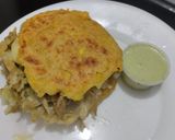 Foto del paso 15 de la receta: Arepa🫓de calabacin🥯y zanahoria rellena de pollo🍗queso🧀cebolla🧅caramelizada y salsa de ajo🧄🌿🥯