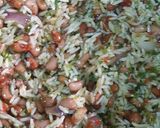 A picture of step 6 of Greenish rice n beans.