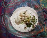 A picture of step 1 of Malpura with rabri.