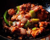 A picture of step 4 of Chowmein and hostel style chilli chicken.