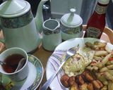 A picture of step 7 of Fried potatoes, plantain,egg n tea.
