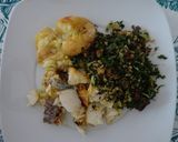 Foto do passo 1 de Bacalhau assado com batatas a murro e migas de couve com feijão azuki