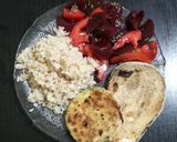 Foto del paso 5 de la receta: Verduras rebozadas acompañadas de ensalada y arroz yamaní