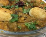 A picture of step 6 of Lauki Chana Dal with boil egg.